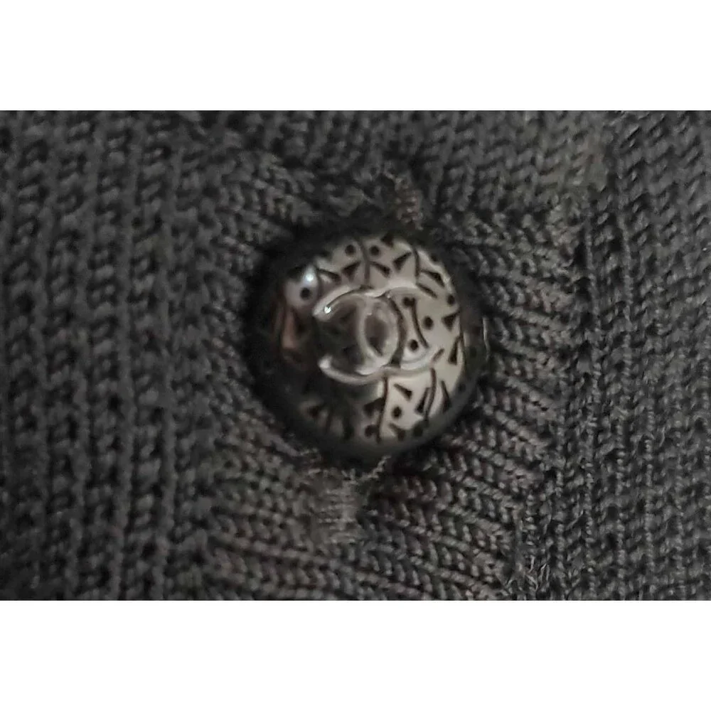 CHANEL 05P Womens Dress Black Knit Flapper Sleeveless Flared Skirt Back Button